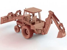 Laser Cut Excavator Loader Tractor Car Toy Model Kit Vector File