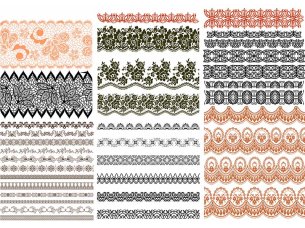 Laser Cut Fabric Lace Embroidery Border Design Pattern Template