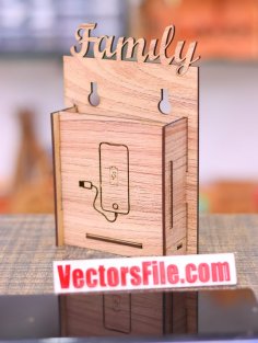 Laser Cut Family Mobile Holder Wall Mounted Phone Stand DXF and CDR File