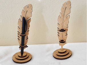 Laser Cut Feather Pen Holder Stand Template