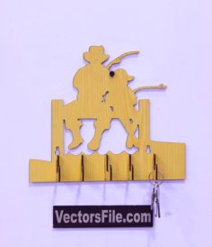 Laser Cut Fisherman with Son Key Holder Housekeeper Key Organizer 3mm Vector File