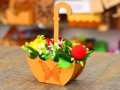 Laser Cut Flower Umbrella Basket B Flute Cardboard 3mm Vector File