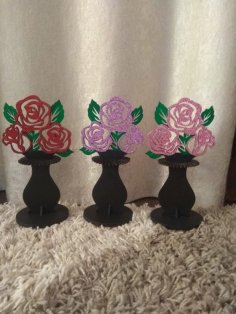 Laser Cut Flower Vase Napkin Holder CDR File