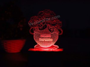 Laser Cut Flower with Pot 3D Illusion LED Acrylic Lamp