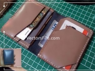 Laser Cut Folding Leather Wallet with Card Pocket for Men