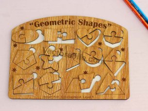 Laser Cut Geometric Jigsaw Puzzle Shape Level 1 Board for Kids