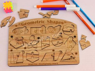 Laser Cut Geometric Jigsaw Puzzle Shape Level 2 Board for Kids