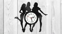 Laser Cut Girls Silhouette Vinyl Record Clock CDR Vectors File