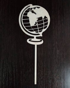 Laser Cut Globe Cake Topper CDR File