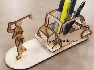 Laser Cut Golf Pen and Pencil Holder Design Organizer