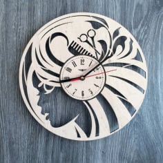 Laser Cut Hair Salon Wall Clock Beauty Salon Wall Art Decor Free Vector CDR File