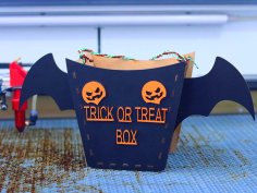 Laser Cut Halloween Trick or Treat Box Halloween Gift Box 3mm Free Vector