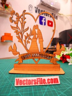 Laser Cut Happy Anniversary Stand Decoration CDR and DXF File