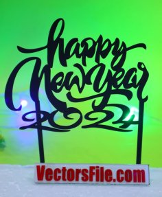 Laser Cut Happy New Year 2024 Cake Topper Design CDR and DXF File