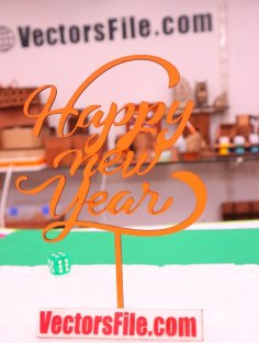 Laser Cut Happy New Year Cake Topper Template CDR and DXF File