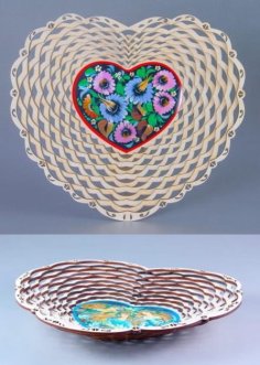 Laser Cut Heart Flower Fruit Basket Candy Basket DXF File