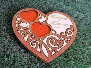 Laser Cut Heart Shape Engagement Ring Holder Gift Idea