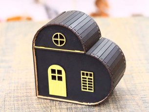 Laser Cut Heart Shape House Design Tealight Candle Holder