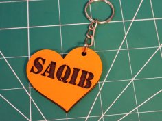 Laser Cut Heart Shape Keychain Wooden Keyring Holder SVG and CDR File