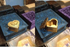 Laser Cut Heart Shaped Stash Box 3D Puzzle CDR File