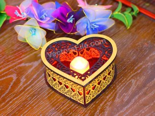 Laser Cut Heart Shaped Tealight Candle Holder