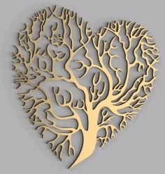 Laser Cut Heart Tree Wall Decor CDR File