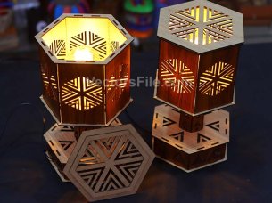 Laser Cut Hexagonal Shape Table Lamp Wood Desk Lamp Design