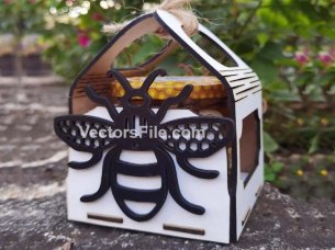 Laser Cut Honey Jar Wooden Carrier Basket Design