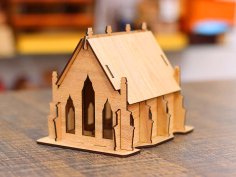 Laser Cut House Template 3D Puzzle Toy Model 3mm Vector File