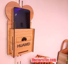 Laser Cut HUAWEI Wall Mounted Mobile Stand Holder with Charging CDR and DXF File