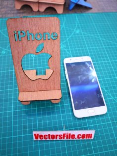 Laser Cut iPhone Logo Mobile Stand Wooden Phone Table Stand DXF and CDR File