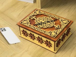 Laser Cut Jewelry Box Wooden Gift Box with Vintage Floral Pattern