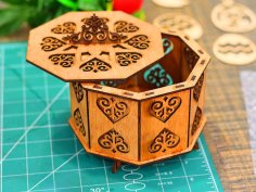 Laser Cut Jewelry Box Wooden Makeup Organizer Box Gift Box 3mm Vector File