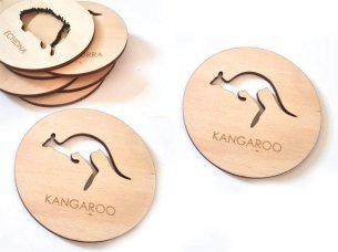 Laser Cut Kangaroo Pattern Custom 3D Coaster Template