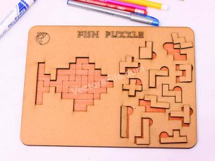 Laser Cut Kids Educational Toys Fish Puzzle Game