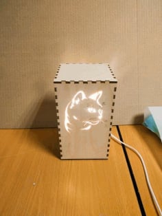 Laser Cut Kitty Cat Night Light Lamp free CDR File