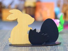 Laser Cut Layered Bunny with Egg Stand Decoration Easter Deocr 3mm Vector File