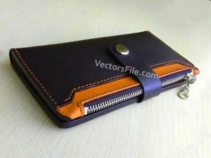 Laser Cut Leather Long Wallet with Zip Pattern