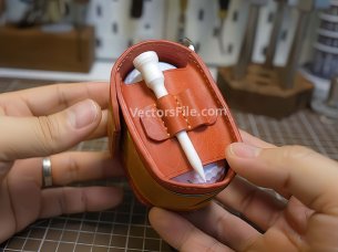 Laser Cut Leather Pouch for Golf Ball with Tee Holder Template
