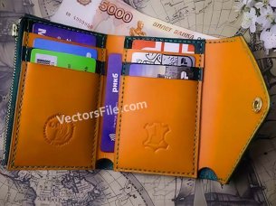 Laser Cut Leather Trifold Wallet Pattern Template
