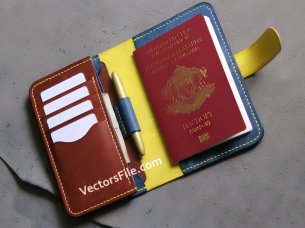 Laser Cut Leather Wallet with Notebook and Passport Pocket Template
