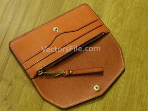 Laser Cut Long Leather Wallet with Card Holder Template