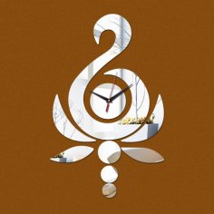 Laser Cut Lotus Shape Swan Wall Clock CDR File