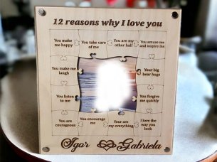 Laser Cut Love Photo Frame 12 Reasons why I Love You Personalized Picture Frame