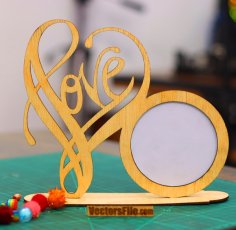 Laser Cut Love Photo Frame Happy Valentine Day Gift Idea Couple Frame Vector File