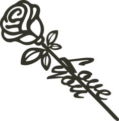 Laser Cut Love You Flower Cake Topper CDR File