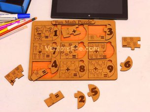 Laser Cut Math Puzzle with Animal Sketches Educational Toy