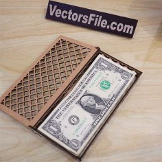 Laser Cut MDF Currency Note Box Money Saving Gift Box Vector File