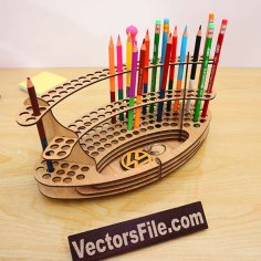 Laser Cut MDF Pencil Organizer Desk Pen Holder CDR and DXF Vector File