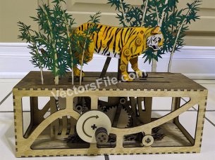 Laser Cut Mechanical Toy Walking Tiger 3D Model Puzzle Kit